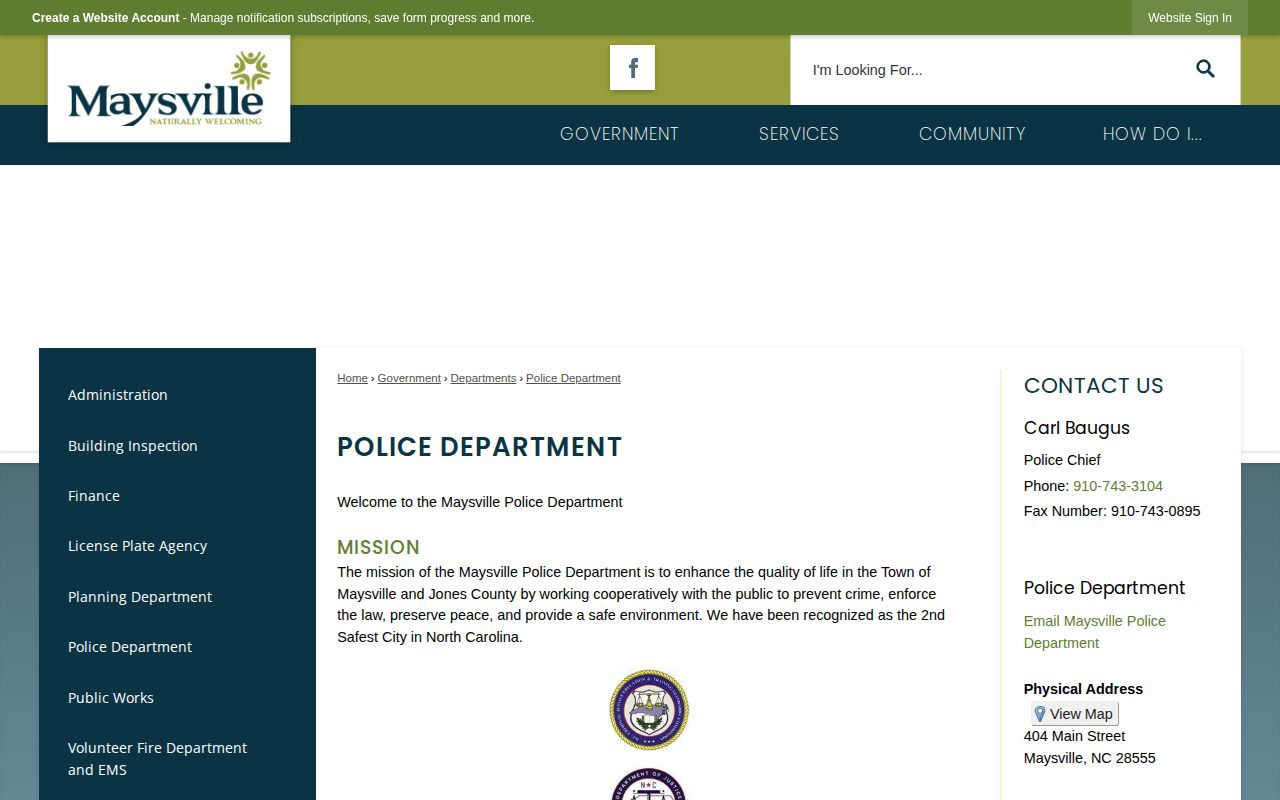 Maysville Police Department official records source